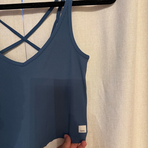 Vuori Rib Crop Tank – Stone Blue (Size S) - Picture 4 of 7